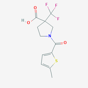 molecular formula C12H12F3NO3S B7577156 1-(5-Methylthiophene-2-carbonyl)-3-(trifluoromethyl)pyrrolidine-3-carboxylic acid 