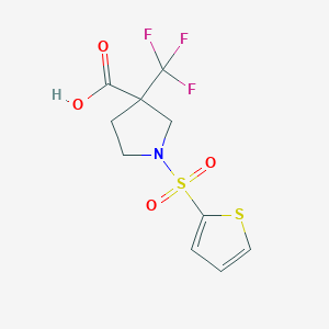 molecular formula C10H10F3NO4S2 B7577158 1-Thiophen-2-ylsulfonyl-3-(trifluoromethyl)pyrrolidine-3-carboxylic acid 