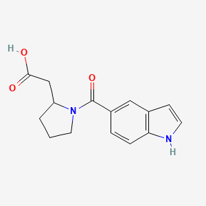 molecular formula C15H16N2O3 B7577161 2-[1-(1H-indole-5-carbonyl)pyrrolidin-2-yl]acetic acid 