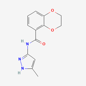 molecular formula C13H13N3O3 B7577219 N-(5-methyl-1H-pyrazol-3-yl)-2,3-dihydro-1,4-benzodioxine-5-carboxamide 