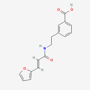 molecular formula C16H15NO4 B7577222 3-[2-[[(E)-3-(furan-2-yl)prop-2-enoyl]amino]ethyl]benzoic acid 