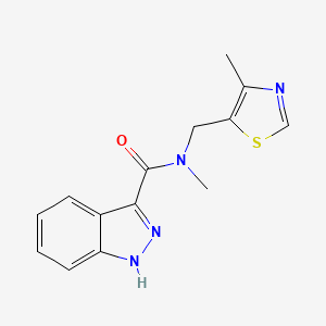 molecular formula C14H14N4OS B7577251 N-methyl-N-[(4-methyl-1,3-thiazol-5-yl)methyl]-1H-indazole-3-carboxamide 