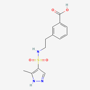 molecular formula C13H15N3O4S B7577272 3-[2-[(5-methyl-1H-pyrazol-4-yl)sulfonylamino]ethyl]benzoic acid 