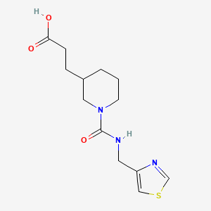 molecular formula C13H19N3O3S B7577279 3-[1-(1,3-Thiazol-4-ylmethylcarbamoyl)piperidin-3-yl]propanoic acid 