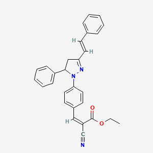 molecular formula C29H25N3O2 B7577295 ethyl (Z)-2-cyano-3-[4-[3-phenyl-5-[(E)-2-phenylethenyl]-3,4-dihydropyrazol-2-yl]phenyl]prop-2-enoate 