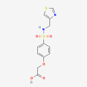 molecular formula C12H12N2O5S2 B7577306 2-[4-(1,3-Thiazol-4-ylmethylsulfamoyl)phenoxy]acetic acid 