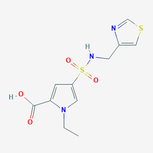 molecular formula C11H13N3O4S2 B7577314 1-Ethyl-4-(1,3-thiazol-4-ylmethylsulfamoyl)pyrrole-2-carboxylic acid 