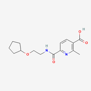 molecular formula C15H20N2O4 B7577328 6-(2-Cyclopentyloxyethylcarbamoyl)-2-methylpyridine-3-carboxylic acid 