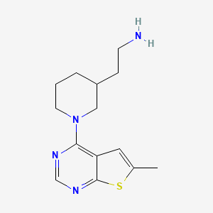 molecular formula C14H20N4S B7577345 2-[1-(6-Methylthieno[2,3-d]pyrimidin-4-yl)piperidin-3-yl]ethanamine 