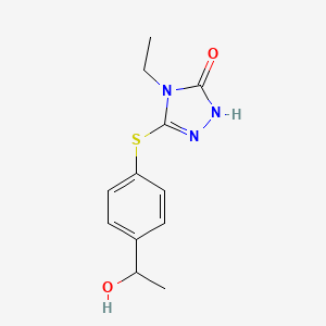 molecular formula C12H15N3O2S B7577383 4-ethyl-3-[4-(1-hydroxyethyl)phenyl]sulfanyl-1H-1,2,4-triazol-5-one 