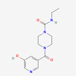 molecular formula C13H18N4O3 B7577384 N-ethyl-4-(5-hydroxypyridine-3-carbonyl)piperazine-1-carboxamide 