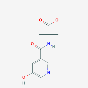 molecular formula C11H14N2O4 B7577386 Methyl 2-[(5-hydroxypyridine-3-carbonyl)amino]-2-methylpropanoate 