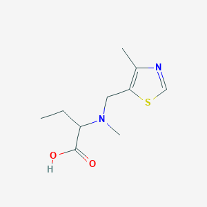 molecular formula C10H16N2O2S B7577401 2-[Methyl-[(4-methyl-1,3-thiazol-5-yl)methyl]amino]butanoic acid 