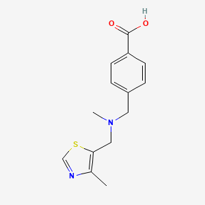 molecular formula C14H16N2O2S B7577414 4-[[Methyl-[(4-methyl-1,3-thiazol-5-yl)methyl]amino]methyl]benzoic acid 
