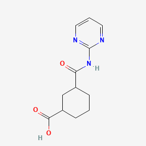 molecular formula C12H15N3O3 B7577427 3-(Pyrimidin-2-ylcarbamoyl)cyclohexane-1-carboxylic acid 