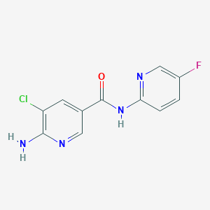 molecular formula C11H8ClFN4O B7577444 6-amino-5-chloro-N-(5-fluoropyridin-2-yl)pyridine-3-carboxamide 