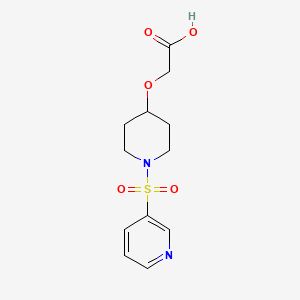 molecular formula C12H16N2O5S B7577447 2-(1-Pyridin-3-ylsulfonylpiperidin-4-yl)oxyacetic acid 