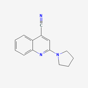 molecular formula C14H13N3 B7577485 2-Pyrrolidin-1-ylquinoline-4-carbonitrile 