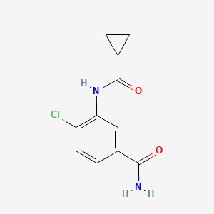 molecular formula C11H11ClN2O2 B7577522 4-Chloro-3-(cyclopropanecarbonylamino)benzamide 