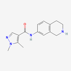 molecular formula C15H18N4O B7577555 1,5-dimethyl-N-(1,2,3,4-tetrahydroisoquinolin-7-yl)pyrazole-4-carboxamide 