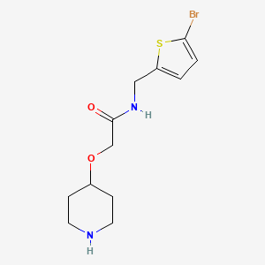 molecular formula C12H17BrN2O2S B7577622 N-[(5-bromothiophen-2-yl)methyl]-2-piperidin-4-yloxyacetamide 