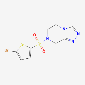 molecular formula C9H9BrN4O2S2 B7577632 7-(5-bromothiophen-2-yl)sulfonyl-6,8-dihydro-5H-[1,2,4]triazolo[4,3-a]pyrazine 