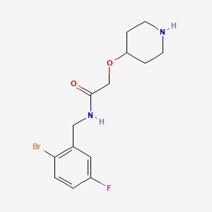 molecular formula C14H18BrFN2O2 B7577637 N-[(2-bromo-5-fluorophenyl)methyl]-2-piperidin-4-yloxyacetamide 
