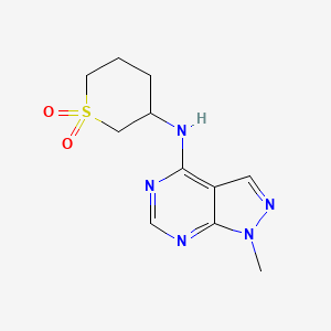 molecular formula C11H15N5O2S B7577670 N-(1,1-dioxothian-3-yl)-1-methylpyrazolo[3,4-d]pyrimidin-4-amine 