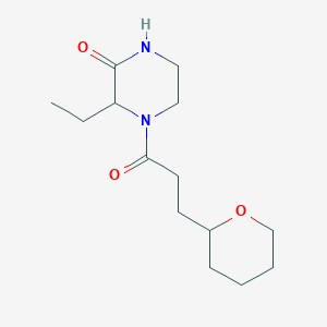 3-Ethyl-4-[3-(oxan-2-yl)propanoyl]piperazin-2-one
