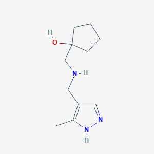 molecular formula C11H19N3O B7577694 1-[[(5-methyl-1H-pyrazol-4-yl)methylamino]methyl]cyclopentan-1-ol 