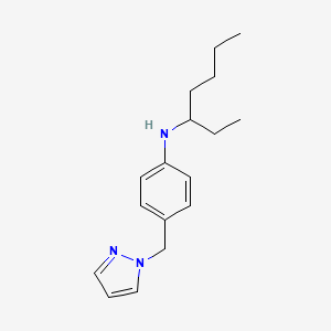 molecular formula C17H25N3 B7577733 N-heptan-3-yl-4-(pyrazol-1-ylmethyl)aniline 