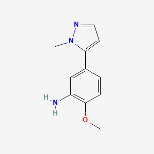 molecular formula C11H13N3O B7577758 2-Methoxy-5-(2-methylpyrazol-3-yl)aniline 