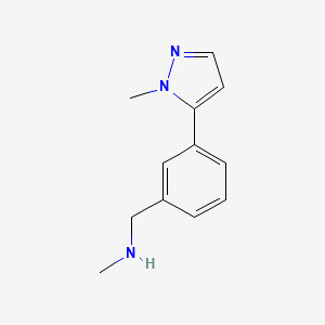 molecular formula C12H15N3 B7577761 N-methyl-1-[3-(2-methylpyrazol-3-yl)phenyl]methanamine 