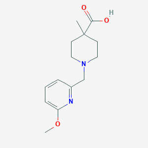 molecular formula C14H20N2O3 B7577774 1-[(6-Methoxypyridin-2-yl)methyl]-4-methylpiperidine-4-carboxylic acid 