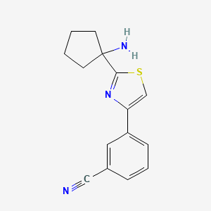 molecular formula C15H15N3S B7577782 3-[2-(1-Aminocyclopentyl)-1,3-thiazol-4-yl]benzonitrile 