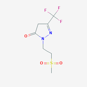 molecular formula C7H9F3N2O3S B7577794 2-(2-methylsulfonylethyl)-5-(trifluoromethyl)-4H-pyrazol-3-one 