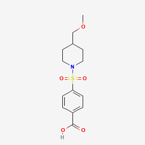 molecular formula C14H19NO5S B7577799 4-[4-(Methoxymethyl)piperidin-1-yl]sulfonylbenzoic acid 