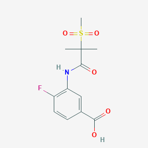 molecular formula C12H14FNO5S B7577915 4-Fluoro-3-[(2-methyl-2-methylsulfonylpropanoyl)amino]benzoic acid 