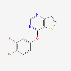 molecular formula C12H6BrFN2OS B7577923 4-(4-Bromo-3-fluorophenoxy)thieno[3,2-d]pyrimidine 