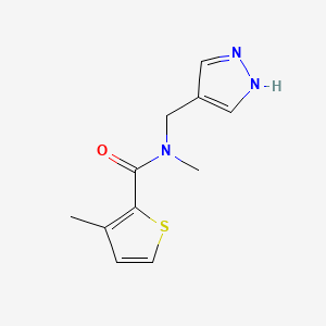 molecular formula C11H13N3OS B7577957 N,3-dimethyl-N-(1H-pyrazol-4-ylmethyl)thiophene-2-carboxamide 