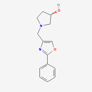 molecular formula C14H16N2O2 B7578084 (3S)-1-[(2-phenyl-1,3-oxazol-4-yl)methyl]pyrrolidin-3-ol 