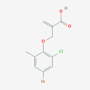molecular formula C11H10BrClO3 B7578115 2-[(4-Bromo-2-chloro-6-methylphenoxy)methyl]prop-2-enoic acid 