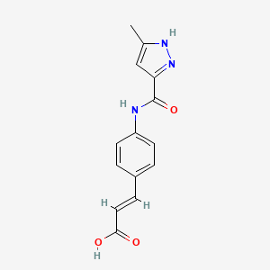 molecular formula C14H13N3O3 B7578141 (E)-3-[4-[(5-methyl-1H-pyrazole-3-carbonyl)amino]phenyl]prop-2-enoic acid 