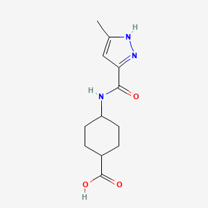 molecular formula C12H17N3O3 B7578145 4-[(5-methyl-1H-pyrazole-3-carbonyl)amino]cyclohexane-1-carboxylic acid 