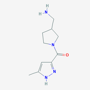 molecular formula C10H16N4O B7578157 [3-(aminomethyl)pyrrolidin-1-yl]-(5-methyl-1H-pyrazol-3-yl)methanone 