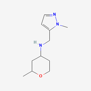 molecular formula C11H19N3O B7578197 2-methyl-N-[(2-methylpyrazol-3-yl)methyl]oxan-4-amine 