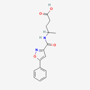 molecular formula C15H16N2O4 B7578204 4-[(5-Phenyl-1,2-oxazole-3-carbonyl)amino]pentanoic acid 