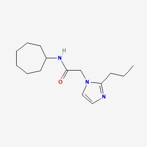 molecular formula C15H25N3O B7578277 N-cycloheptyl-2-(2-propylimidazol-1-yl)acetamide 