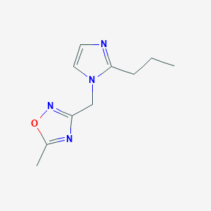 molecular formula C10H14N4O B7578285 5-Methyl-3-[(2-propylimidazol-1-yl)methyl]-1,2,4-oxadiazole 