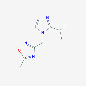molecular formula C10H14N4O B7578293 5-Methyl-3-[(2-propan-2-ylimidazol-1-yl)methyl]-1,2,4-oxadiazole 